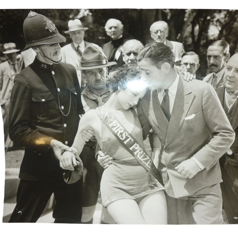 Vintage‎ 1930s Movie Still Photo Beauty Queen First Prize Cop Scoutmaster Layout